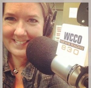 Amy on-air at WCCO radio in Minneapolis